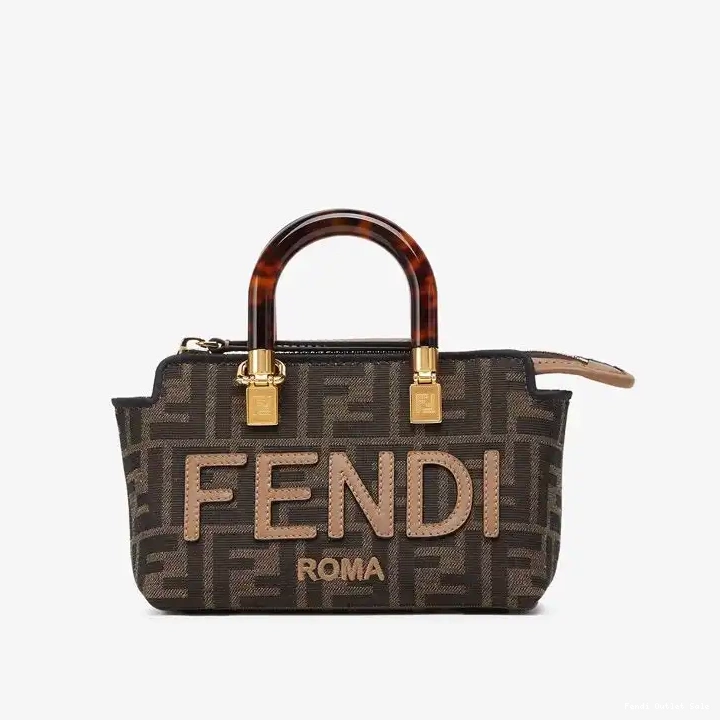 FF Bag Boston In Logo ROMA Motif Brown By The Way Fabric Mini Fendi 0630